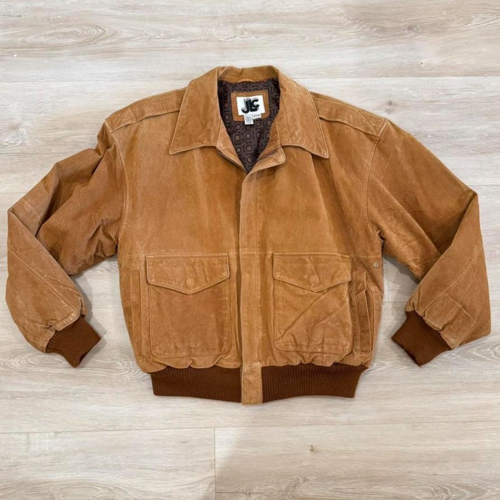 Suede leather bomber jacket brown small/medium vintage